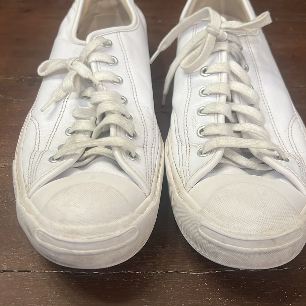 Men’s Converse Jack Purcell Leather Low Top Tennis Shoes - Picture 3 of 10
